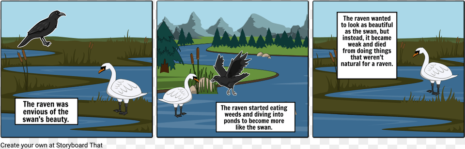 The Raven And The Swan Storyboard, Animal, Bird, Book, Comics Free Transparent Png
