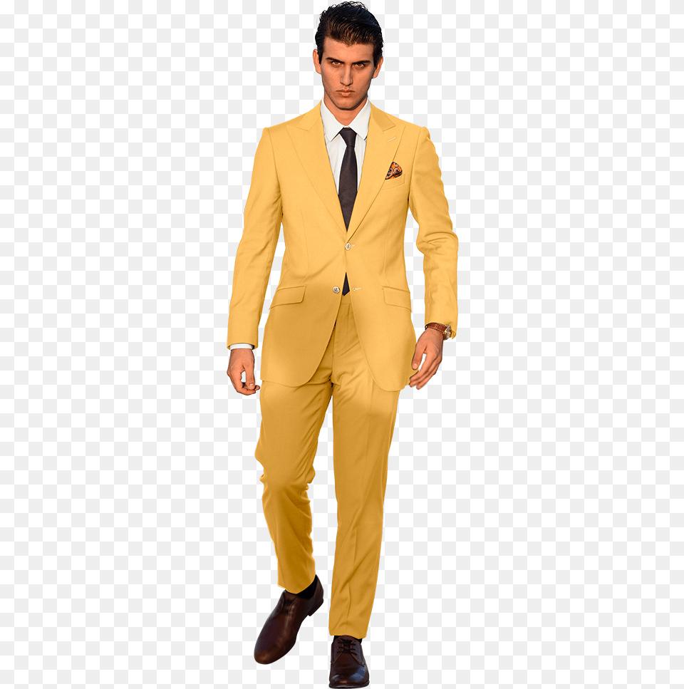 The Regal Soft Yellow Suit Yellow Suit, Clothing, Formal Wear, Adult, Person Free Transparent Png