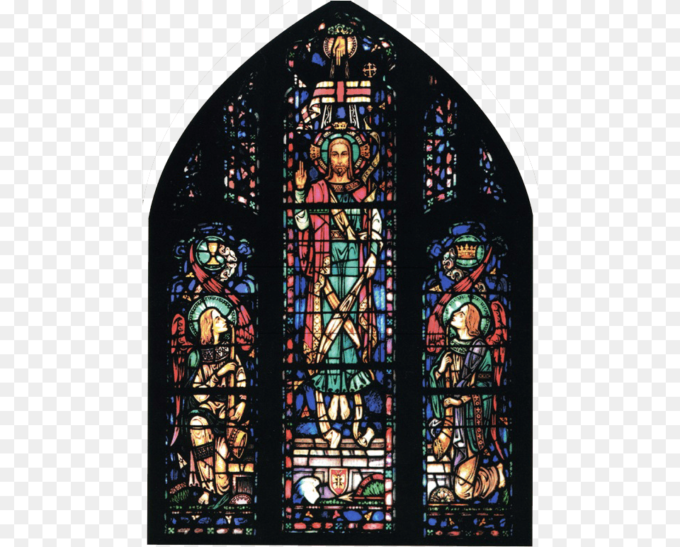 The Resurrection Window Has As Its Focal Point Jesus Stained Glass Windows In Churches, Art, Stained Glass, Person, Face Free Transparent Png