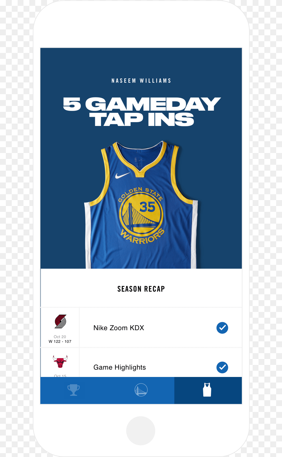 The Right Side Of The App Has A Jersey Tab Which Golden State Warriors Jersey 2010, Clothing, Shirt, Person Png