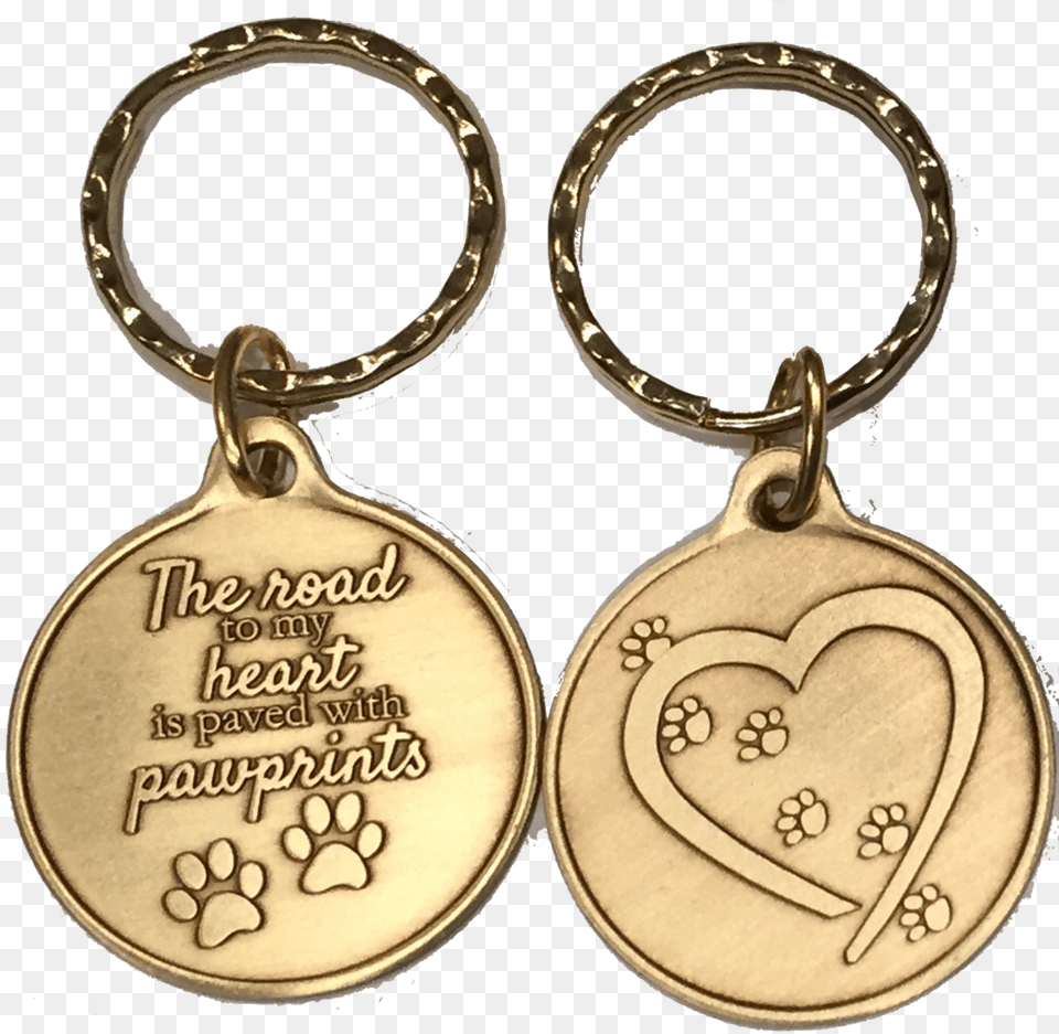 The Road To My Heart Is Paved With Paw Prints Small Keychain, Accessories, Earring, Gold, Jewelry Free Transparent Png