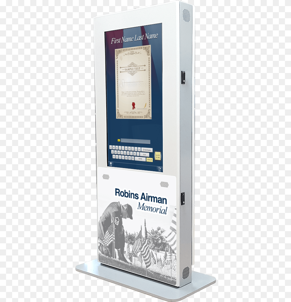 The Robins Airman Memorial Kiosk Can Be Found Inside Banner, Adult, Male, Man, Person Free Transparent Png