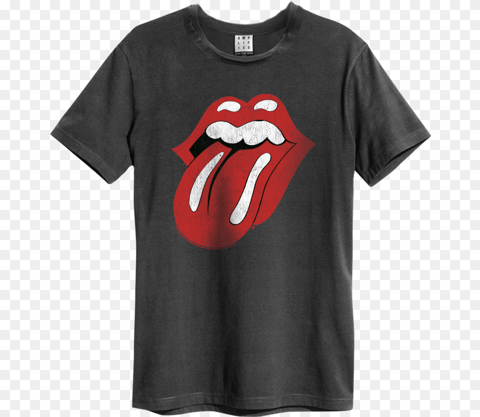 The Rolling Stones Tongue Era Charcoal Cure T Shirt Disintegration, Clothing, T-shirt, Body Part, Hand Free Png