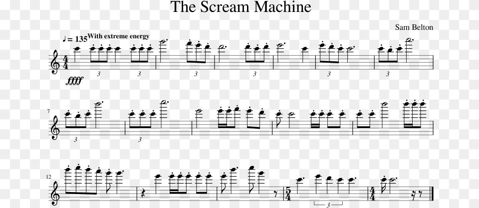 The Scream Machine Sheet Music Composed By Sam Belton, Gray Png Image