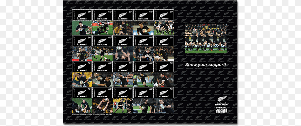 The Second One Contains Stamps Picturing The Emblem 2011 Rugby World Cup All Black Team, Art, Collage, People, Person Png Image