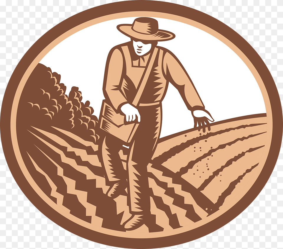 The Seeds Of Growth Farmer Sowing Seeds Woodcut, Photography, Clothing, Hat, Person Free Png Download