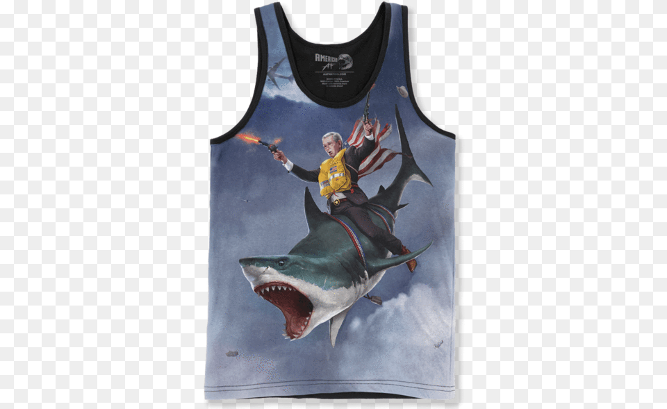 The Shark Rider Abraham Lincoln Riding A Shark, Clothing, Vest, Animal, Fish Png Image