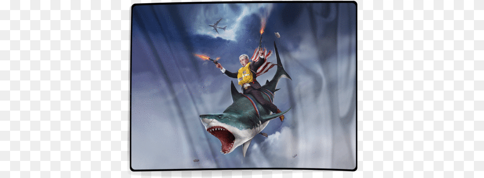 The Shark Rider America Fuck Ya Meme, Animal, Fish, Sea Life, Boy Free Transparent Png