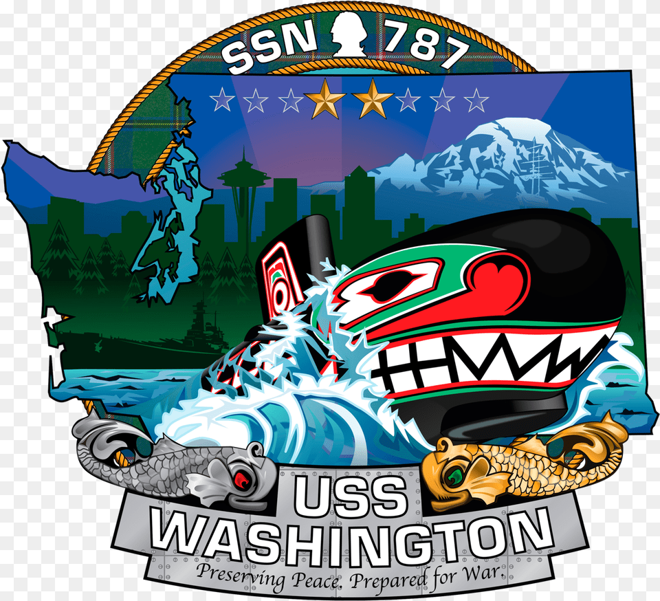 The Ship S Crest Of The Virginia Class Attack Submarine Uss Washington Ssn, Advertisement, Poster, Dynamite, Weapon Png Image