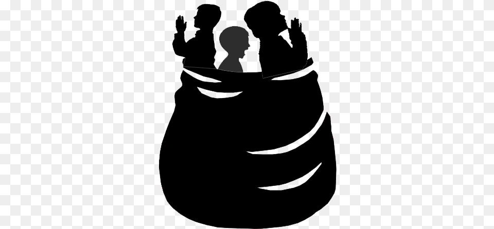 The Silhouette Of Three Children Praying And Screaming Silhouette, Baby, Person, Adult, Wedding Png Image