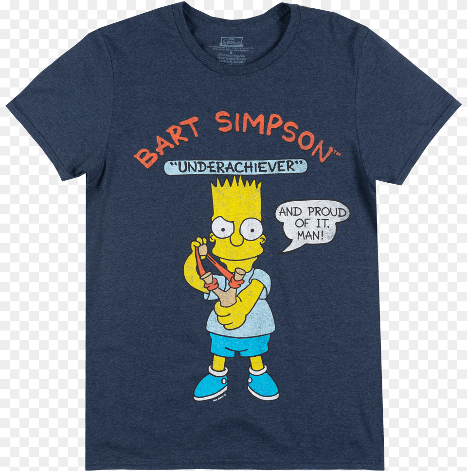 The Simpsons Bart Simpson Underachiever T Shirt Heather The Simpsons, Clothing, T-shirt, Baby, Person Free Png Download