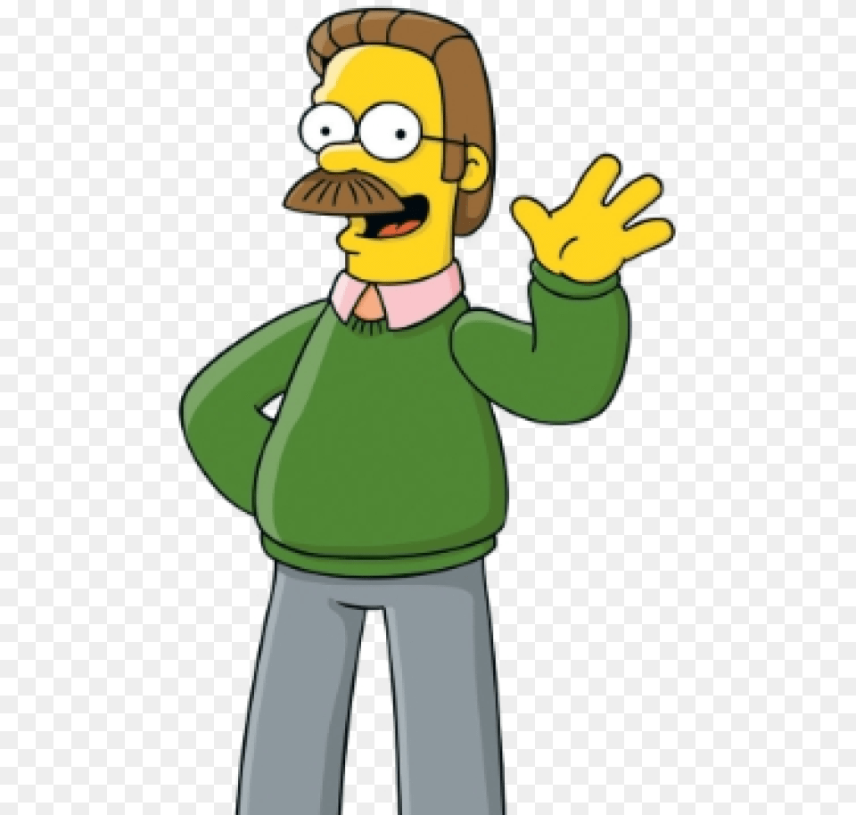 The Simpsons Character Ned Flanders, Cartoon, Clothing, Glove, Person Free Png Download