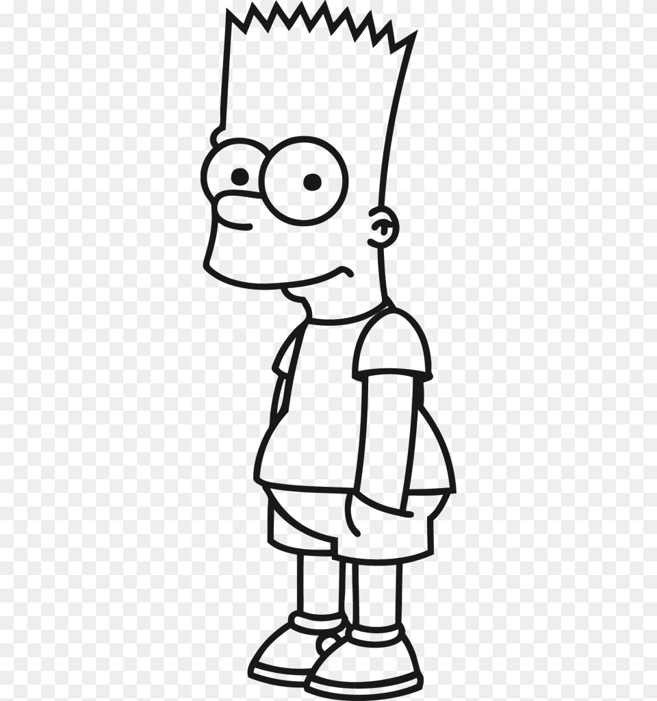 The Simpsons Clipart Black And White Bart Simpson Colouring Pages, Silhouette, Lighting, Gray Free Png Download