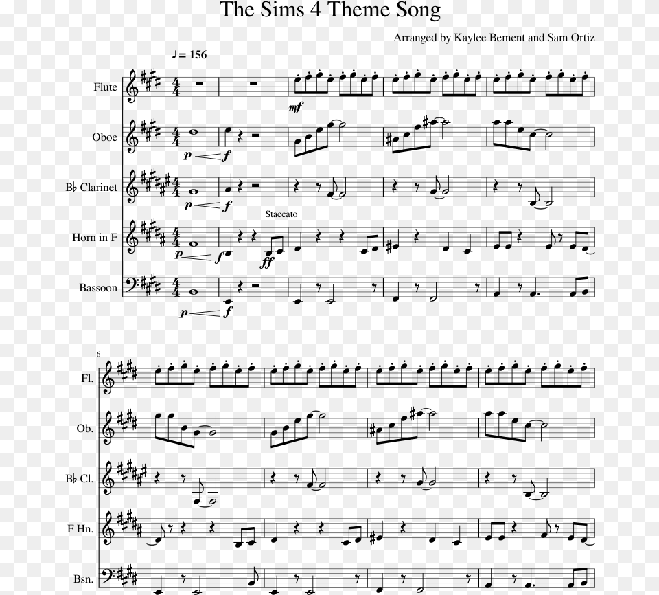The Sims 4 Theme Song Sheet Music Composed By Arranged Sims 4 Theme Sheet Music, Gray Free Png Download