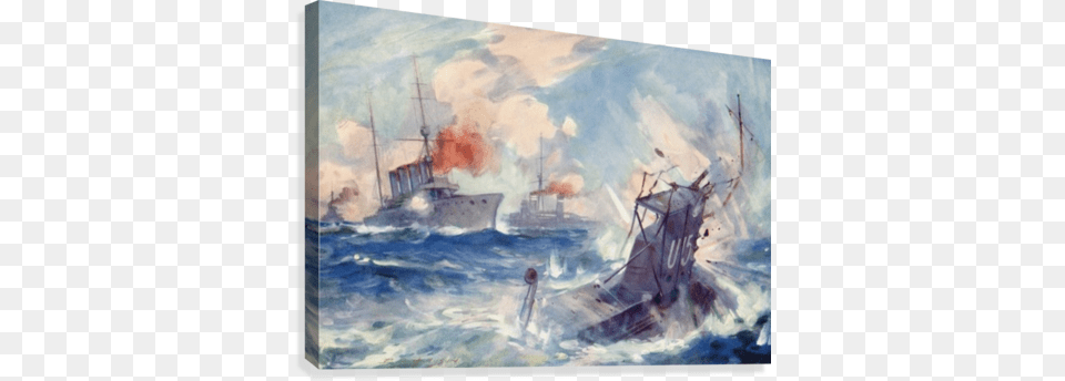 The Sinking Of The German Submarine Sm U 15 After Being Sinking Of The German Submarine Sm U 15 After Being, Art, Transportation, Ship, Painting Png Image