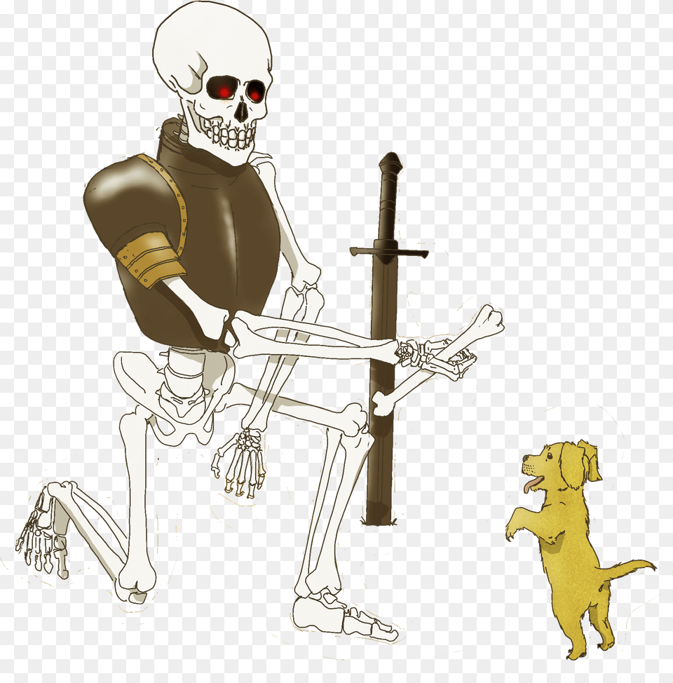 The Skeleton And Puppy, Adult, Female, Male, Man Free Png Download