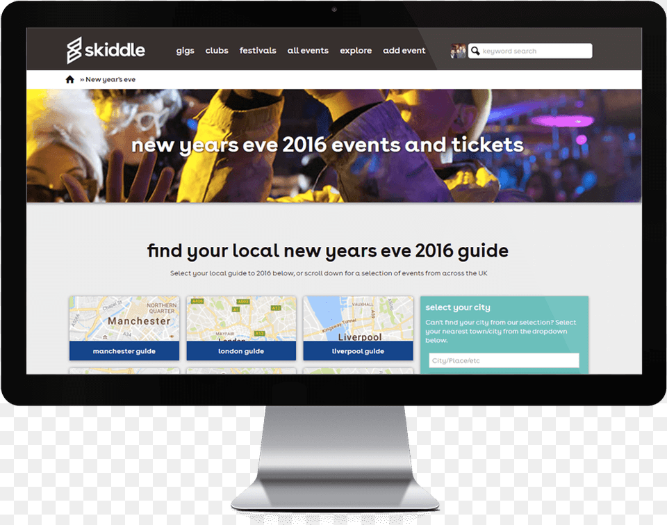 The Skiddle New Yearquots Eve Guide Promote An Event On Website, Adult, Webpage, Person, Woman Free Transparent Png