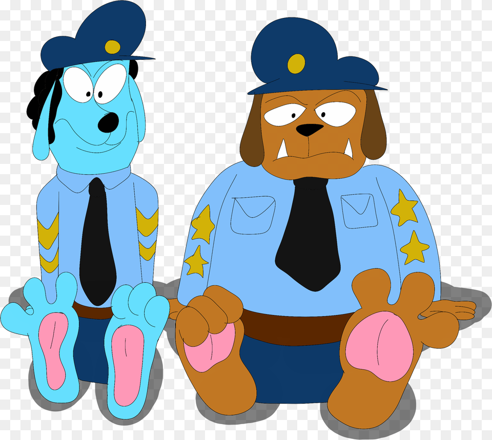 The Skinny Cop Dog And Fat Cop Dog Feet Cartoon, Baby, Person, Face, Head Png Image