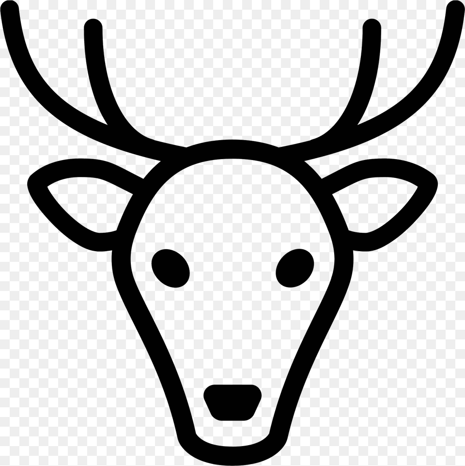 The Skull Profile Of A Deer Facing Foward Clipart Animal Icons Deer, Gray Free Png Download
