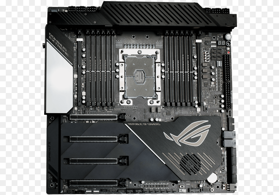 The Socket Of The Rog Dominus Extreme Is Flanked By Asus Rog Dominus Extreme, Computer Hardware, Electronics, Hardware, Architecture Free Transparent Png