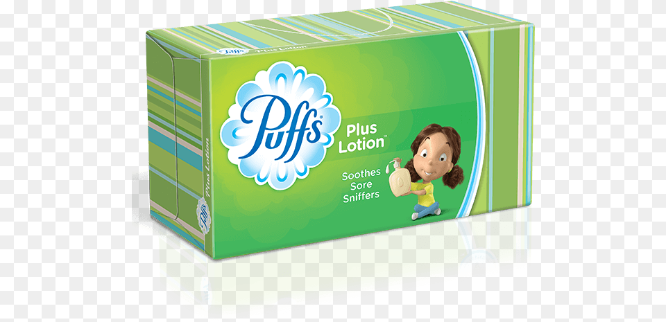 The Soothing Softness Of Puffs Plus Lotion Is A Perfect Puffs Plus Lotion, Box, Person, Cardboard, Carton Png Image