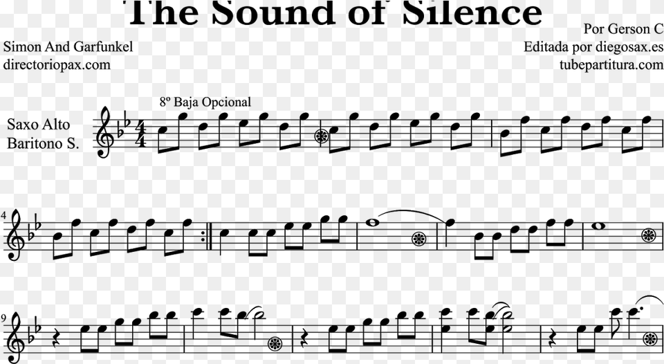 The Sound Of Silence By Simon And Garfunkel Sheet Music Sound Of Silence Partitura Sax Alto, Gray Free Png