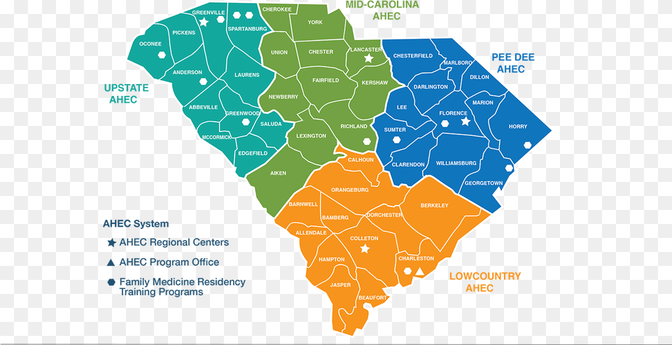 The South Carolina Ahec System Consists Of The Program Regions Of Sc, Chart, Map, Plot, Atlas Png