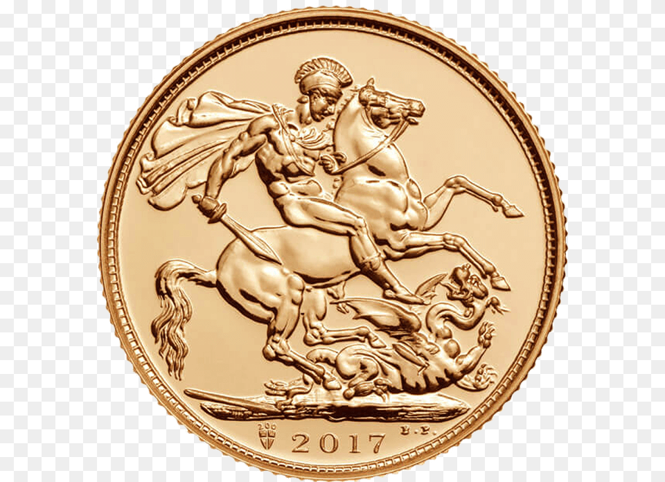 The Sovereign 2017 Gold Coinsrc Https 2017 Gold Sovereign Royal Mint, Person, Coin, Money, Animal Png Image