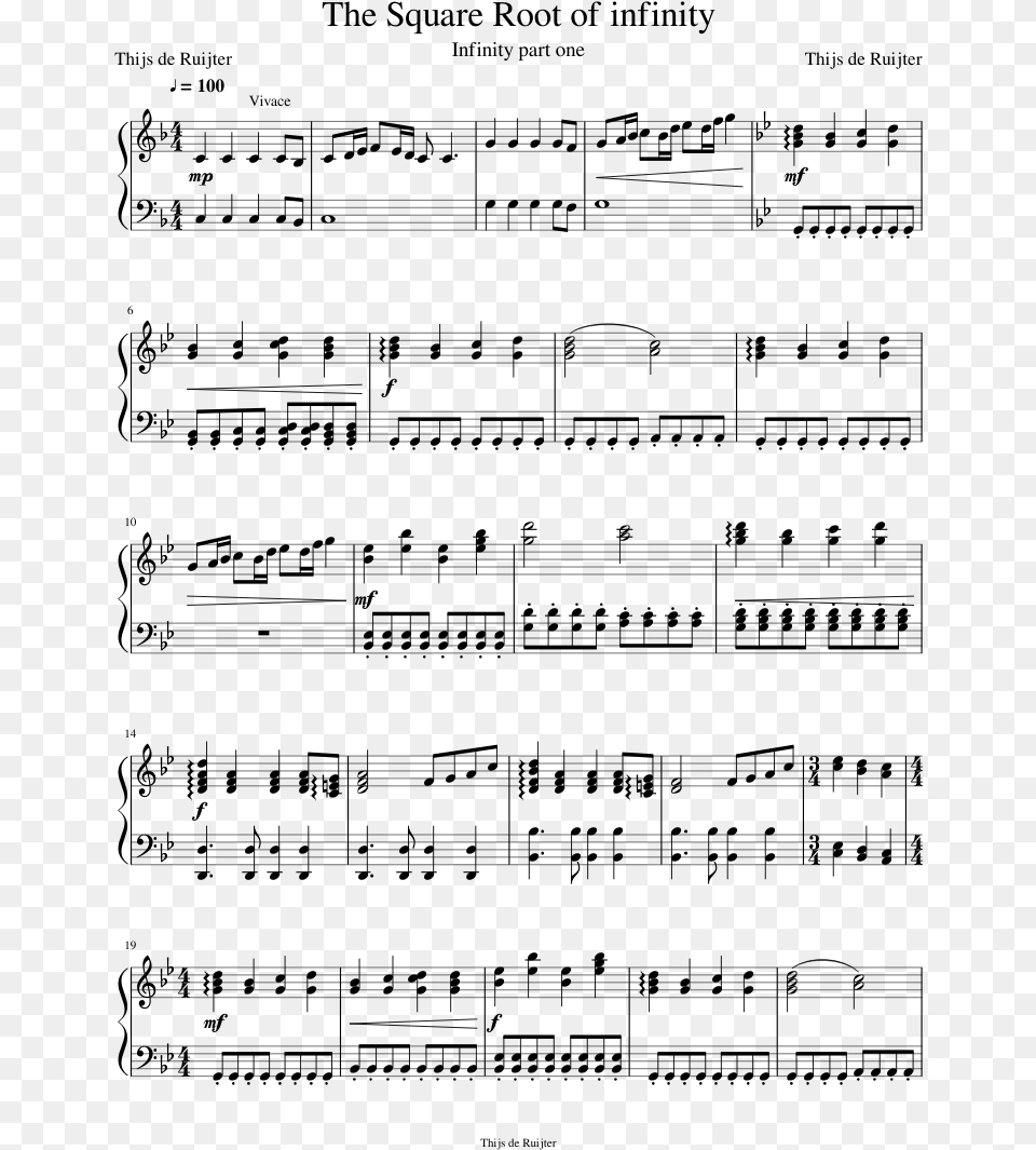 The Square Root Of Infinity Sheet Music Composed By Let There Be Love Pdf, Gray Free Transparent Png