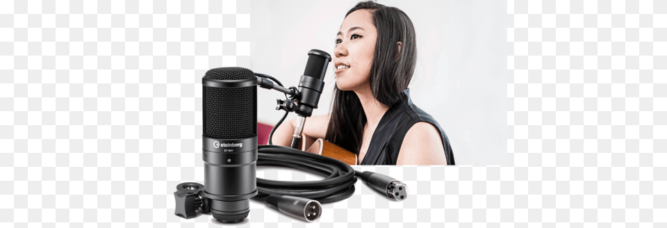 The St M01 Studio Condenser Microphone Steinberg Ur22 Mk2 Recording Pack, Electrical Device, Photography, Person, Adult Png Image