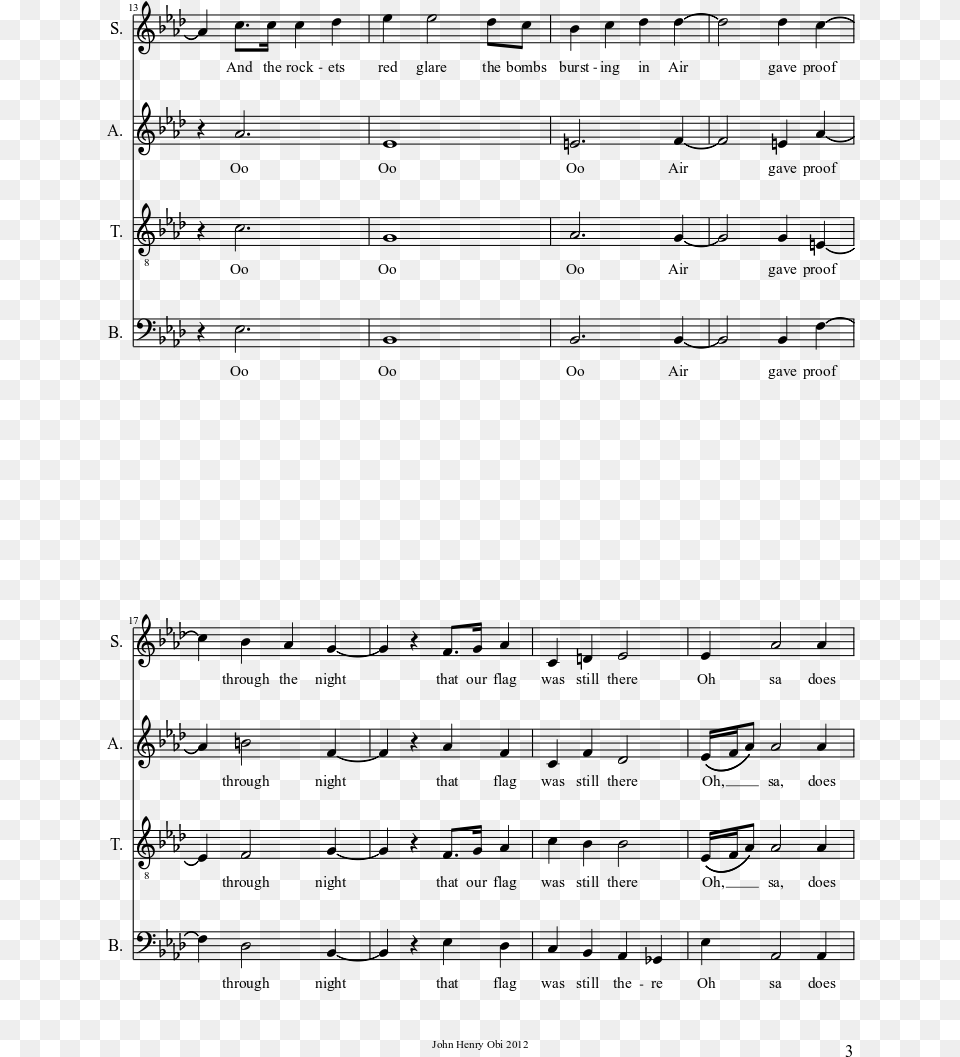 The Star Spangled Banner Sheet Music 3 Of 4 Pages Sheet Music, Gray Free Png