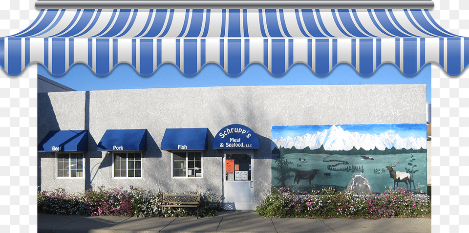 The Store Front Of Schrupp39s Meats Amp Seafood In Paynesville, Awning, Canopy, Architecture, Building Free Transparent Png