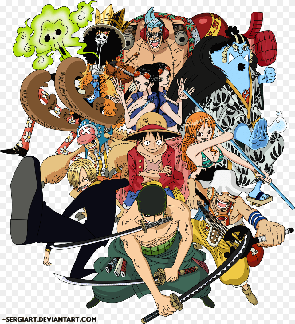 The Straw Hat Pirates Have The Third Highest Total Straw Hat Pirates With Jinbei, Publication, Book, Comics, Adult Free Png