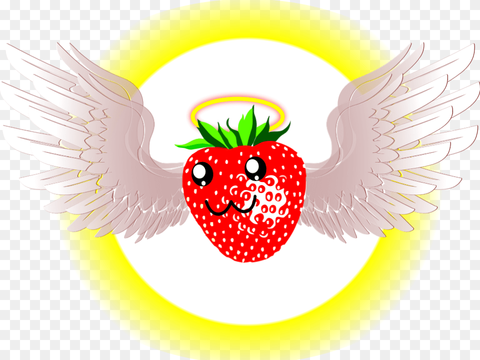 The Strawberry Angel With A Smiley Face Halo Strawberry Strawberry, Berry, Food, Fruit, Plant Free Png