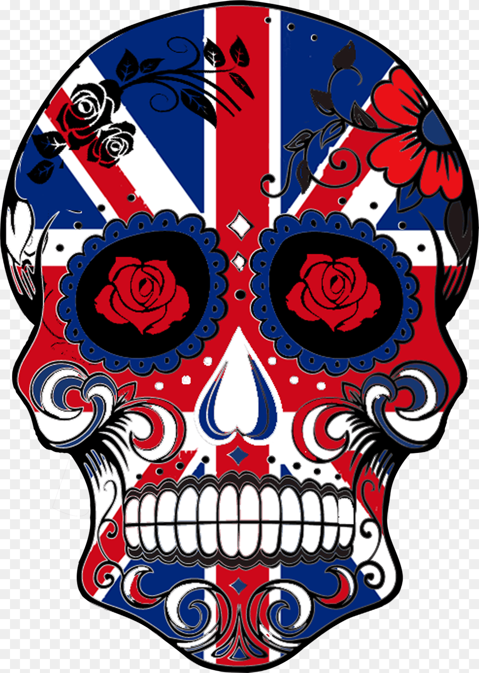 The Sugar Skull Union Jack Flag Will Turn On Your British, Art, Graphics, Flower, Plant Free Png