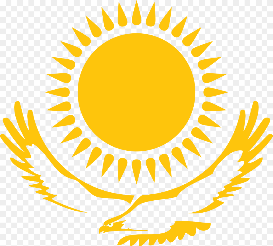 The Sun And The Golden Eagle Flag Republic Of Kazakhstan, Logo, Emblem, Person, Symbol Free Transparent Png