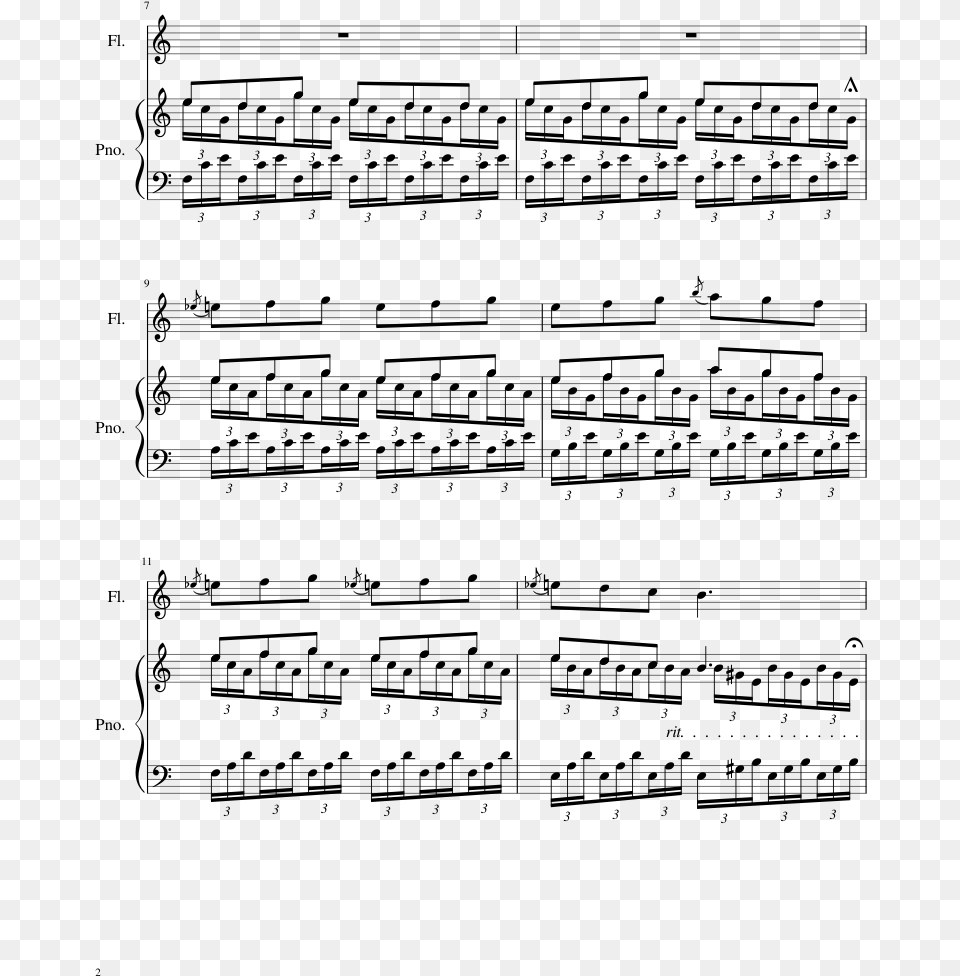 The Sunlit Earth Flute And Piano Duet Sheet Music Composed Flute Sheet Music Duet, Gray Free Transparent Png
