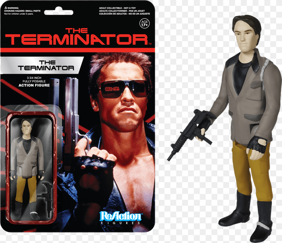 The Terminator Reaction Figure Fun3854 Terminator 1 Action Figure, Accessories, Sunglasses, Handgun, Gun Free Png