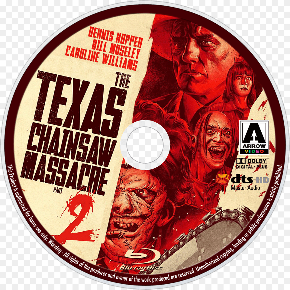 The Texas Chainsaw Massacre 2 Bluray Disc Image Texas Chainsaw Massacre Caroline Williams, Disk, Dvd, Adult, Male Png