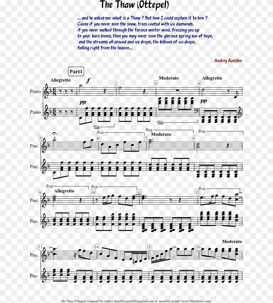 The Thaw Sheet Music Composed By Andrey Ronzhin 1 Of Thumbnail, Nature, Night, Outdoors Free Transparent Png