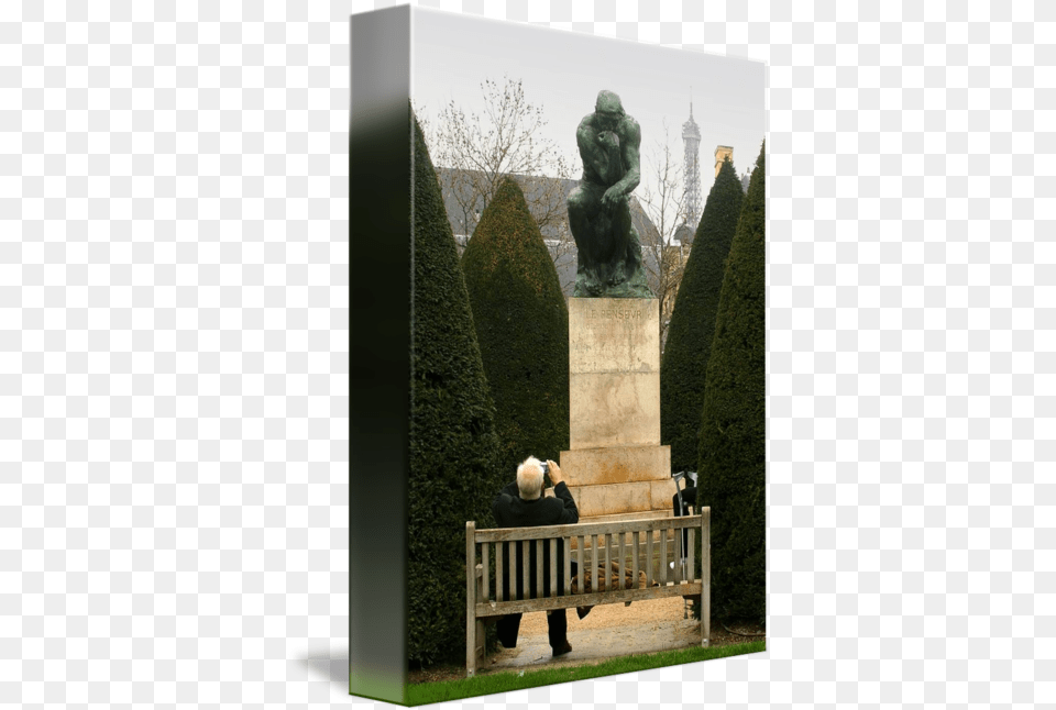 The Thinker By Andrew Mcrae Statue, Furniture, Hedge, Plant, Bench Free Png