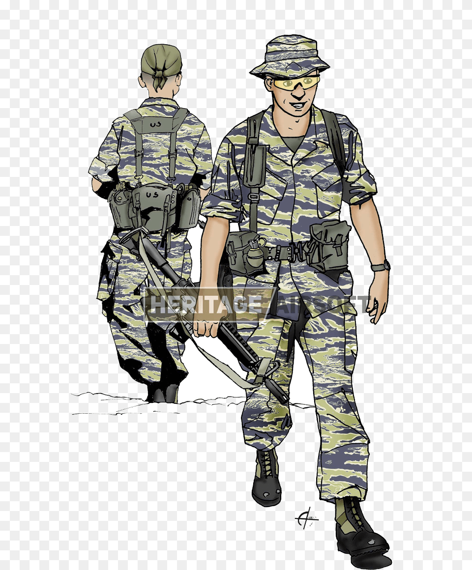 The Tigerstripe Outfit Used Unofficially By Us Special Airsoft Vietnam Loadout, Military Uniform, Military, Adult, Person Free Transparent Png