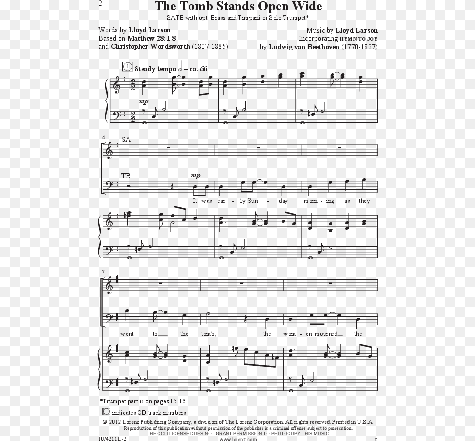 The Tomb Stands Open Wide Thumbnail The Tomb Stands Sheet Music Free Png Download