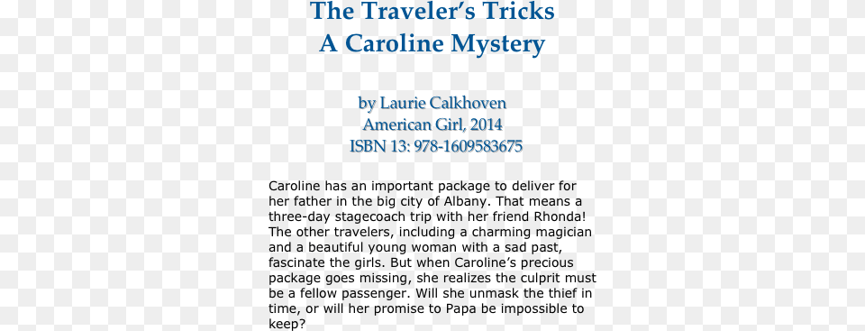 The Traveler39s Tricks A Caroline Mystery By Laurie The Traveler39s Tricks A Caroline Mystery, Advertisement, Poster, Text, Page Png Image