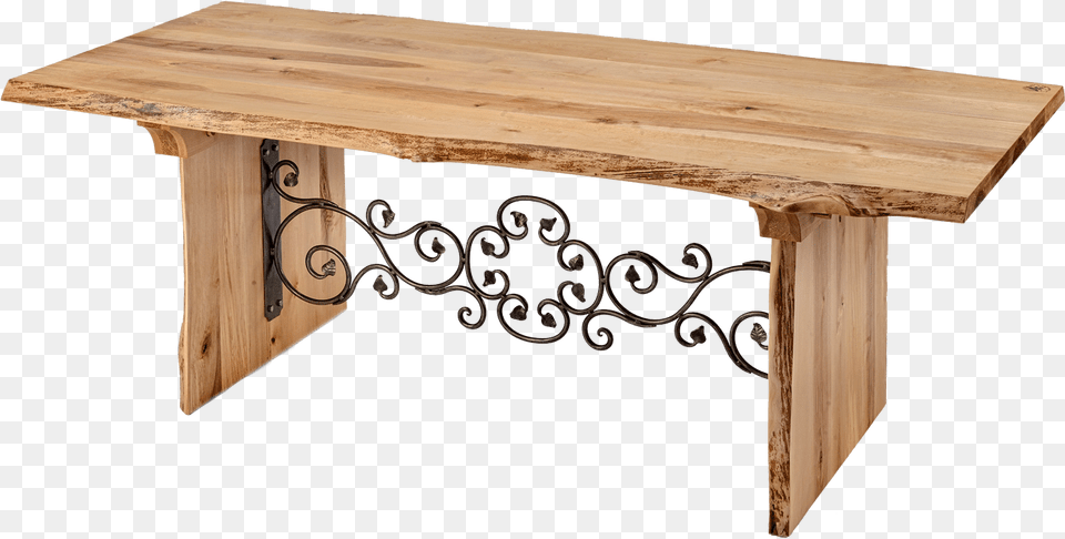 The Trinity Is A Solid Wood Table With Wrought Iron Kitchen, Coffee Table, Dining Table, Furniture, Tabletop Png