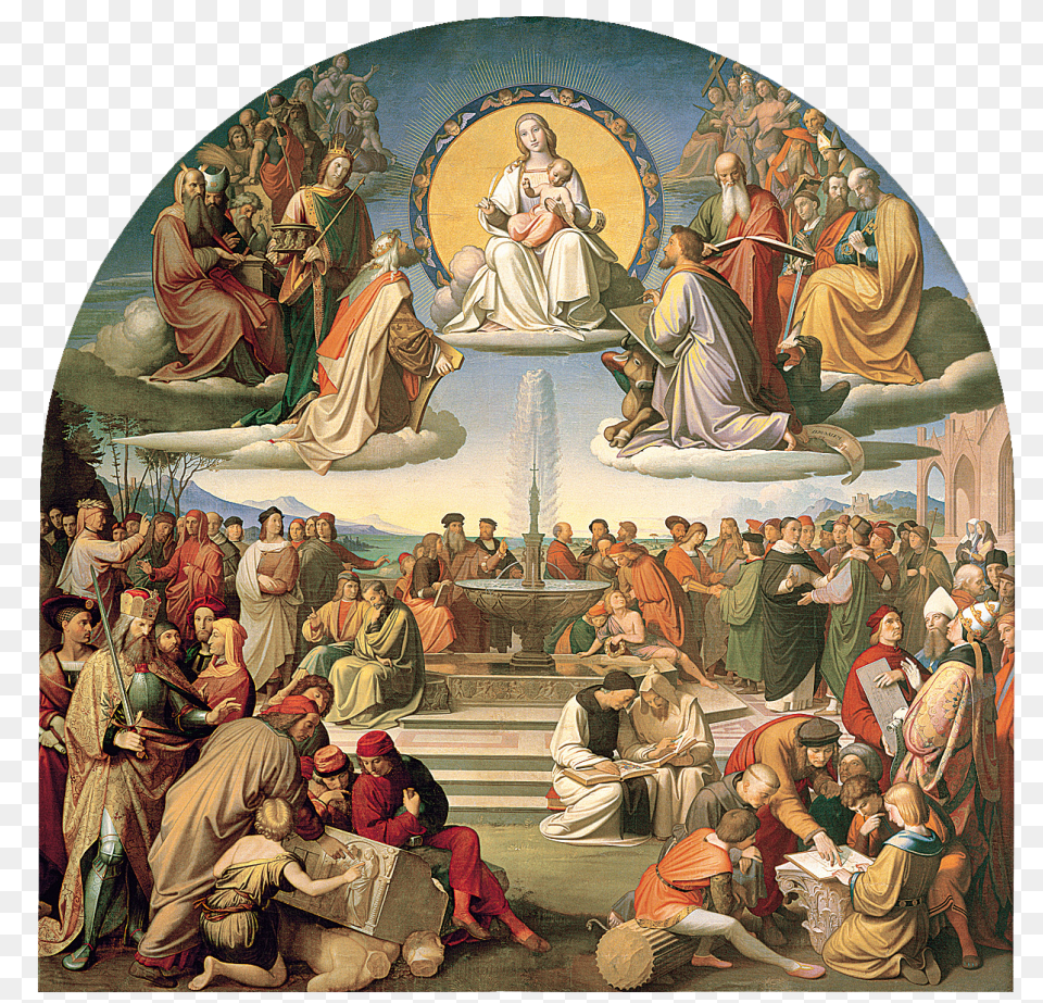The Triumph Of Religion In The Arts Overbeck Triumph Of Religion In The Arts, Art, Painting, Boy, Child Png Image