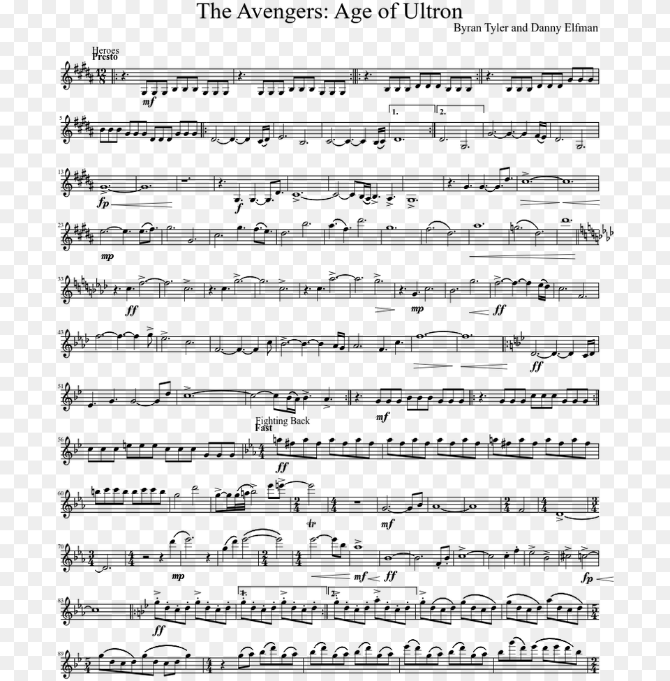 The Ultimate Avengers Partitura Para Clarinete 4 Tenentes, Gray Free Png