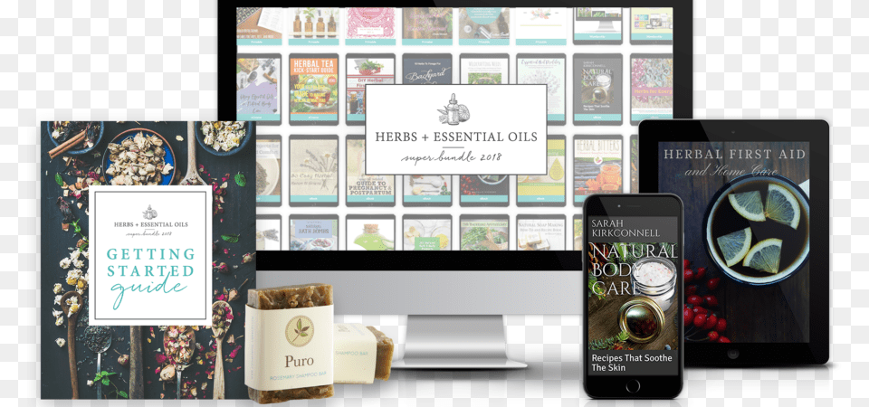 The Ultimate Herbs Amp Essential Oils Super Bundle Essential Oil, Book, Publication, Art, Collage Free Png