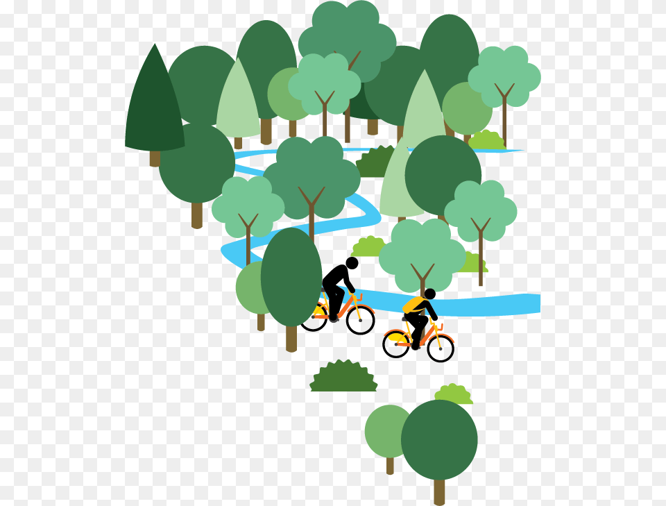 The Urban Forest Helps To Urban Forest Clip Art, Person, Bicycle, Transportation, Vehicle Free Png Download