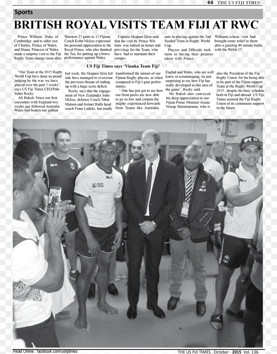 The Us Fiji Times Sports British Royal Visits Team Photograph, Adult, Person, People, Man Free Transparent Png